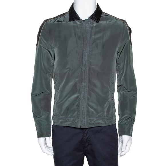 Dolce & Gabbana Other - Dolce & Gabbana Dark Green Leather Trim Zip Front Jacket M